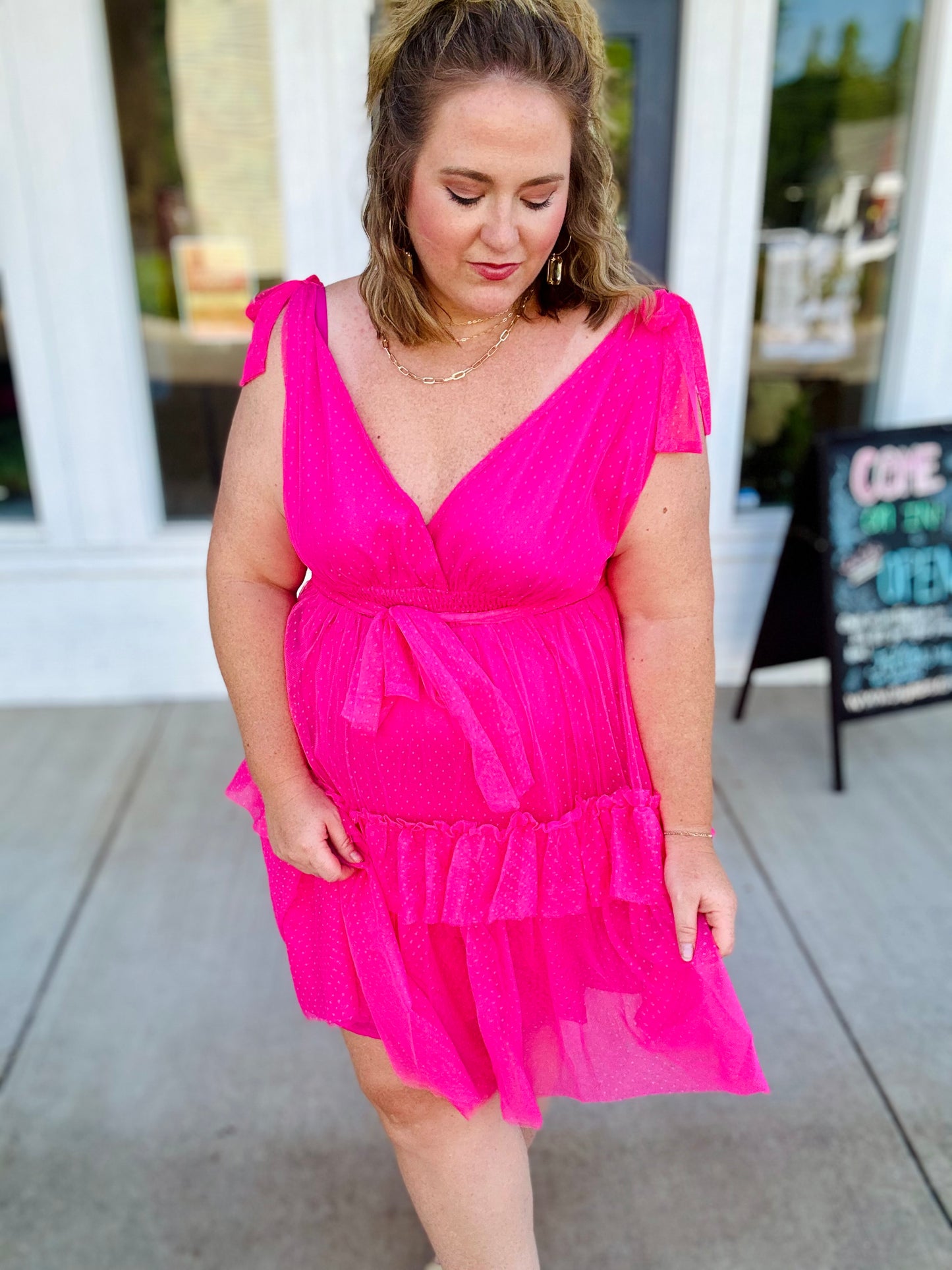 Alianah Pink Tiered Dress