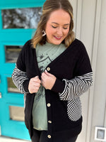 Pam Striped Sleeve Cardigan