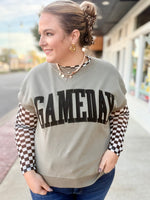 Game Day Embroidered Top in Gray