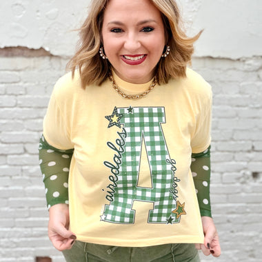 Gingham School Spirit Tee on Butter CC