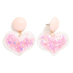 Glitter Heart Drop Earrings