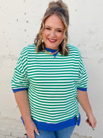 Sarah Oversized Striped Top in Green