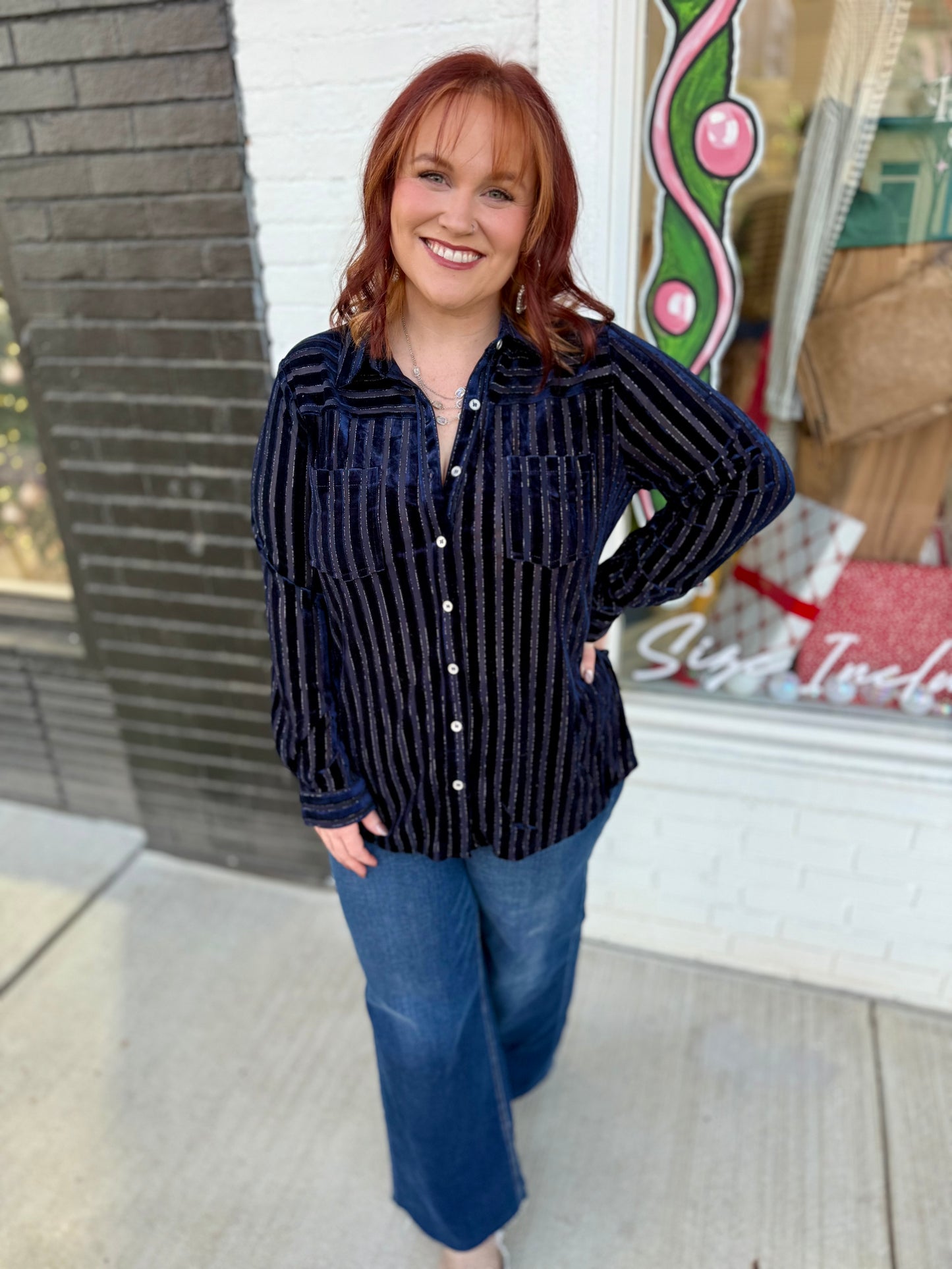 Nelly Striped Collared Top