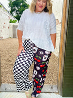 Karla Split Print Checkered Pants