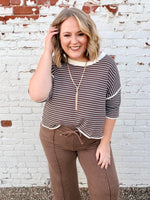 Waffle Striped Boxy Top