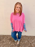 Anna Oversized Spring Tunic Top In Pink