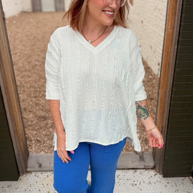 Emily Blue Ribbed Pants