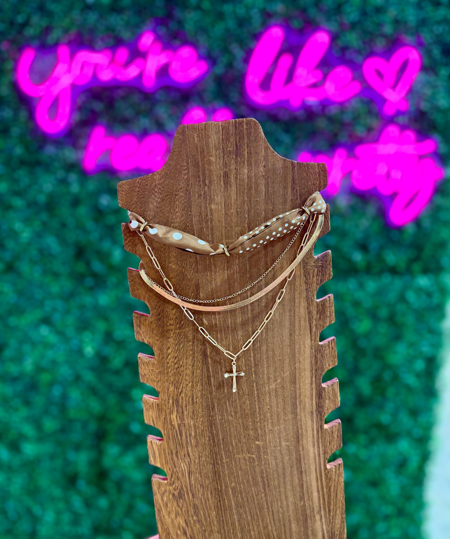 Triple Layer Cross Scarf Necklace