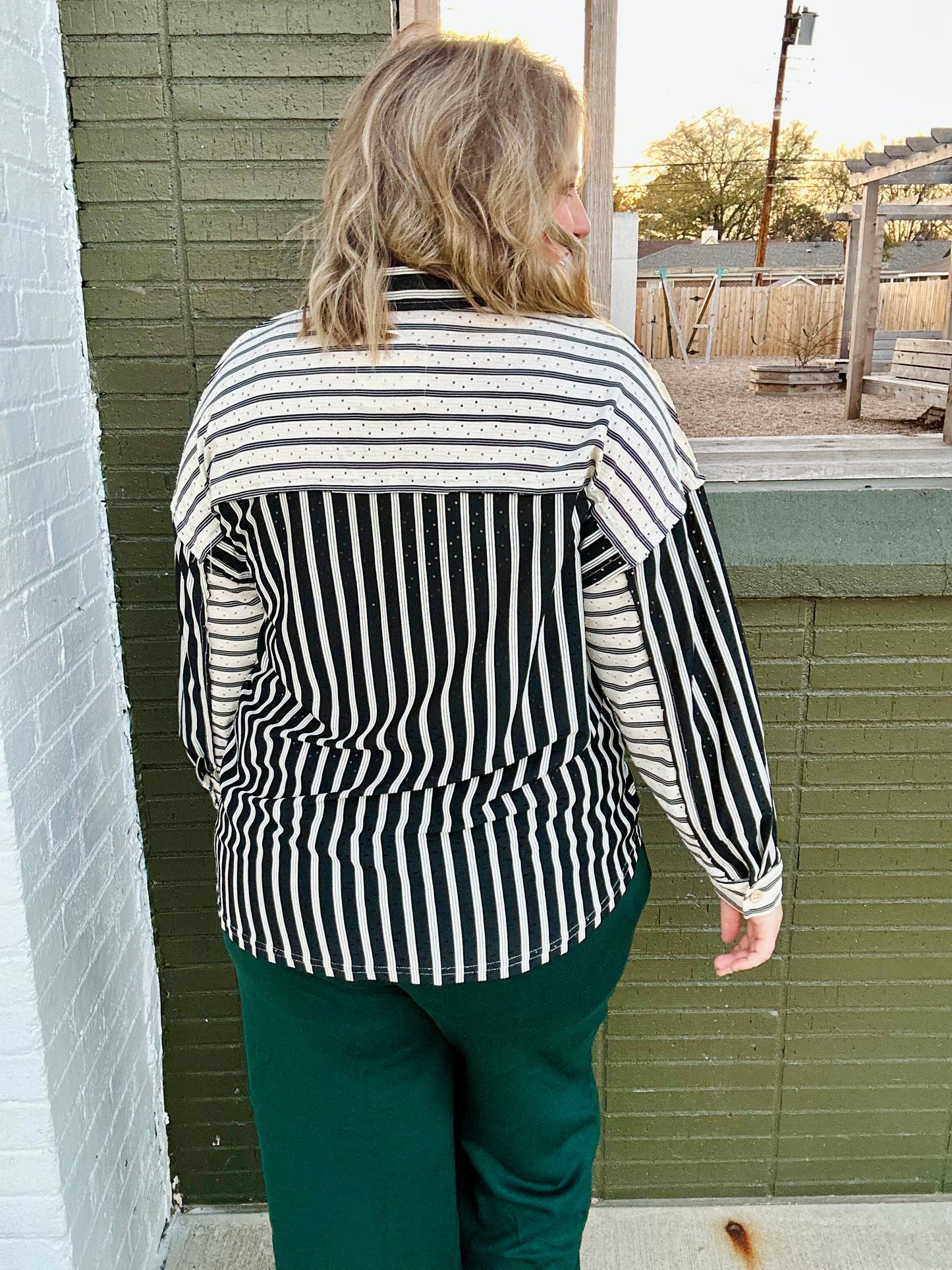 Stacy Striped Collared Top