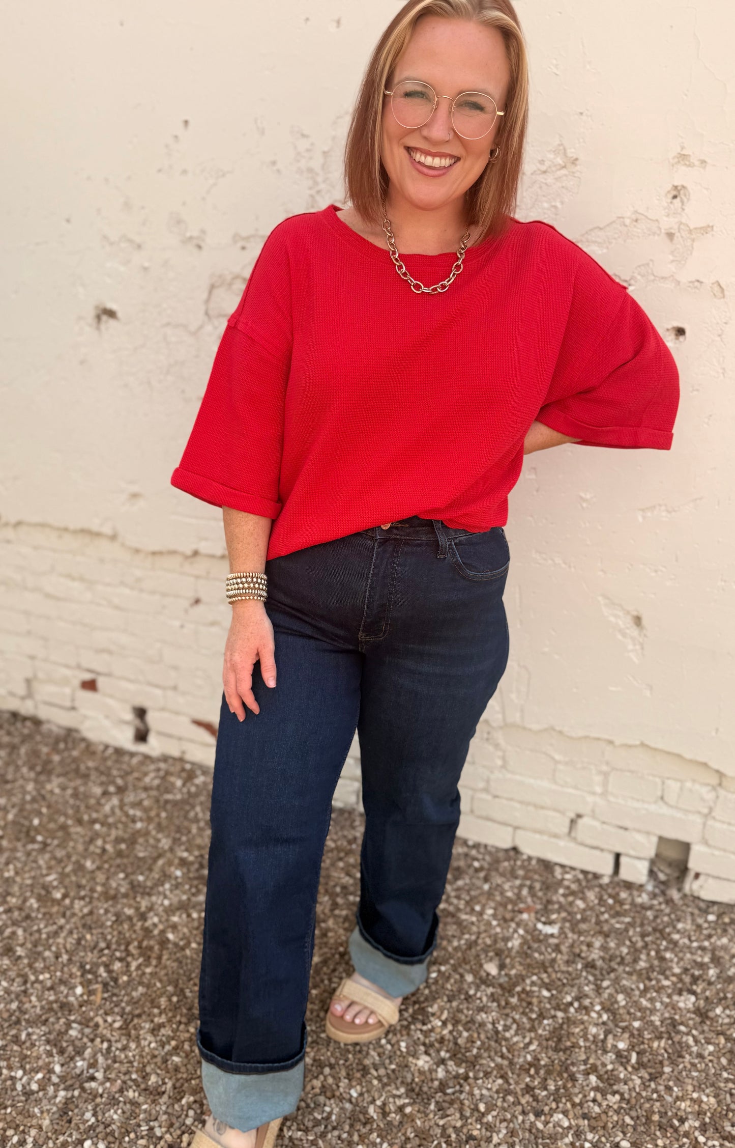 Darcy Red Knit Top