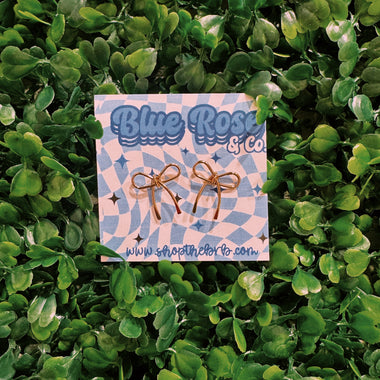 Dainty Gold Bow Earrings