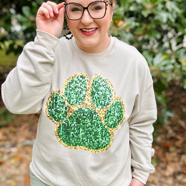 Faux Sequin Paw Sweatshirt