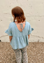 Reba Double V Neck Denim Top