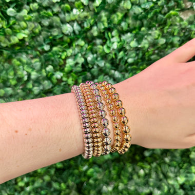 Set of Five Beaded Bracelets (mixed metals)