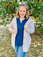 Holly Ribbed Cardigan In Oatmeal