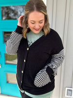 Pam Striped Sleeve Cardigan