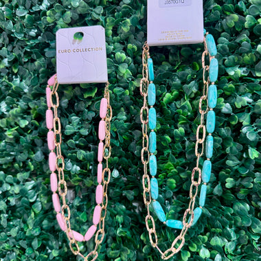 Double Layered Chain Link Necklace (Multiple Colors)
