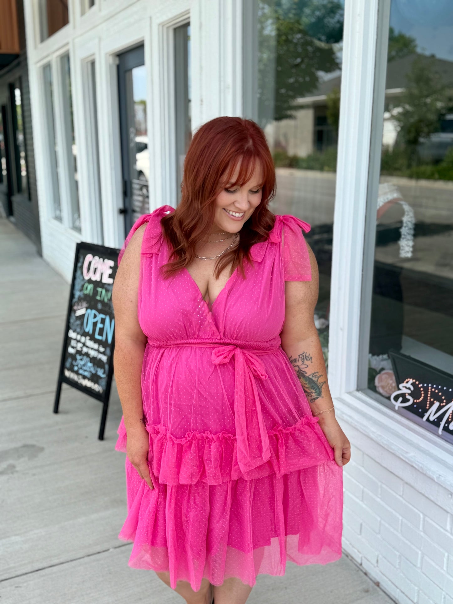 Alianah Pink Tiered Dress