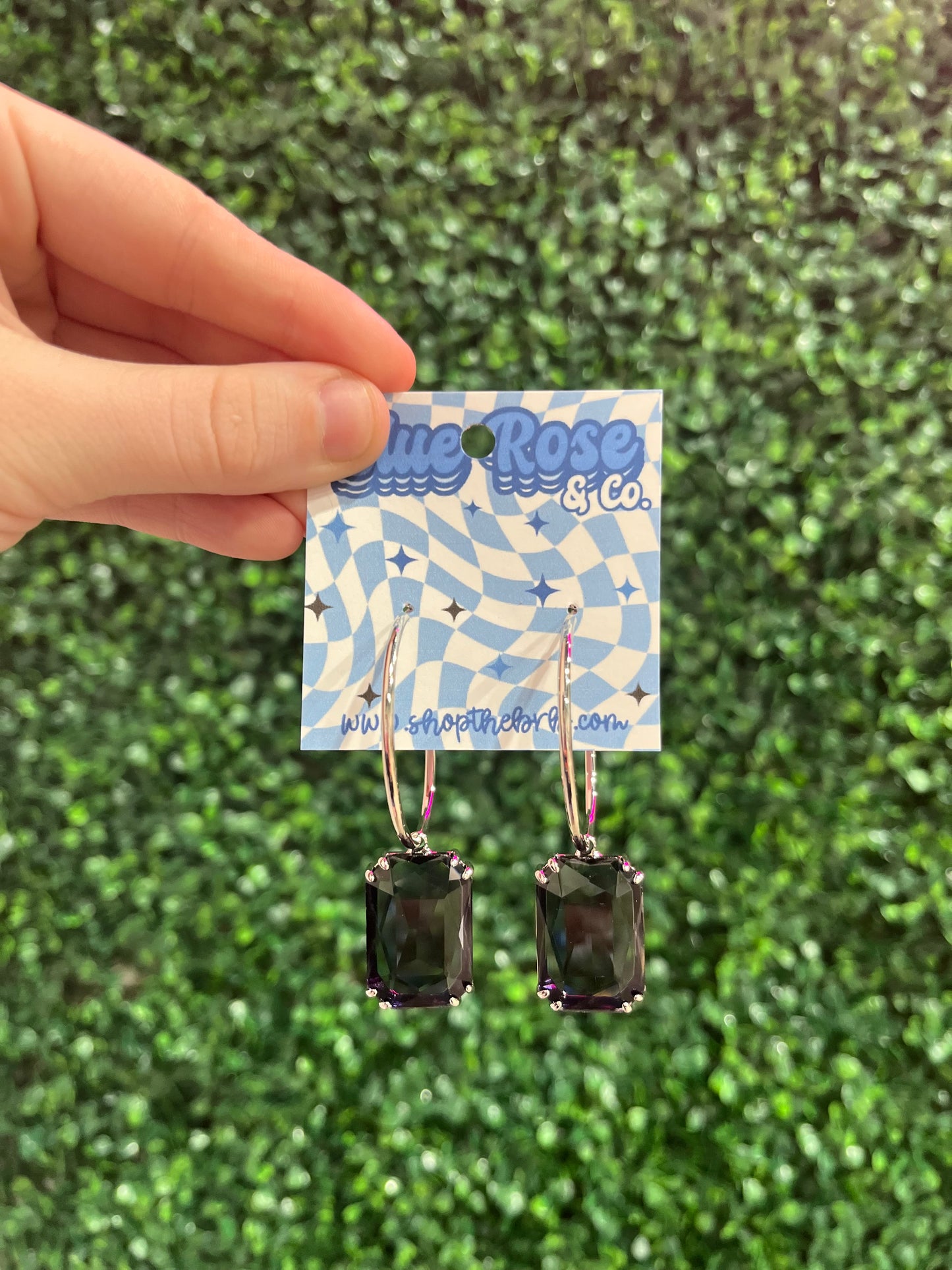 Square Crystal Hoops (multiple colors)