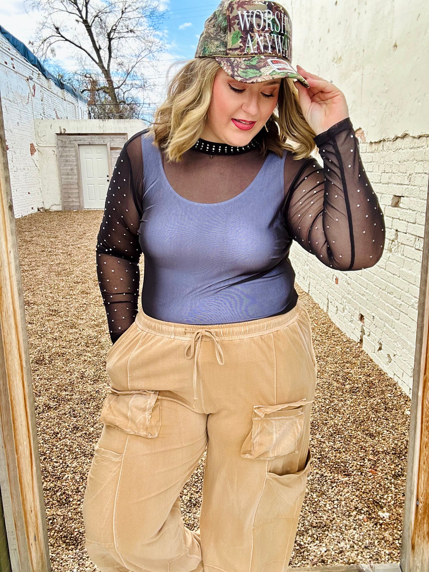 Stars at Night Rhinestone Mesh Top