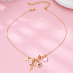Multi Charm Porcelain Bow Ball Chain Necklace