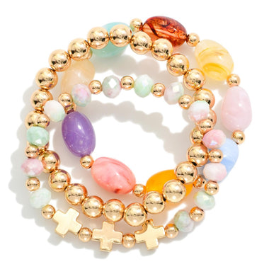 Maria Set of Three Beaded Bracelet (Multiple Colors)