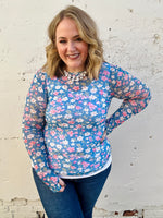 Bloom & Blue Mesh Top