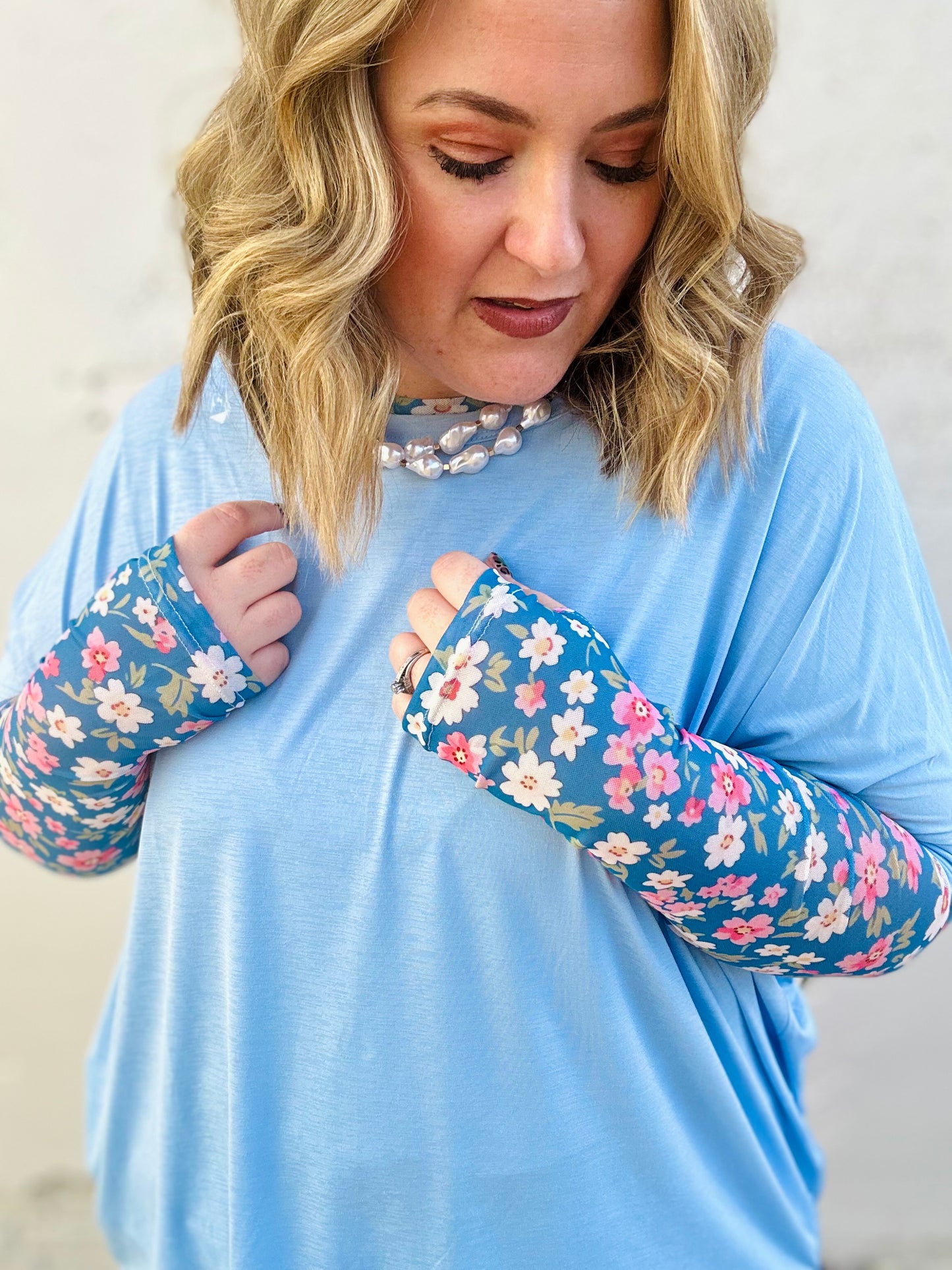 Bloom & Blue Mesh Top