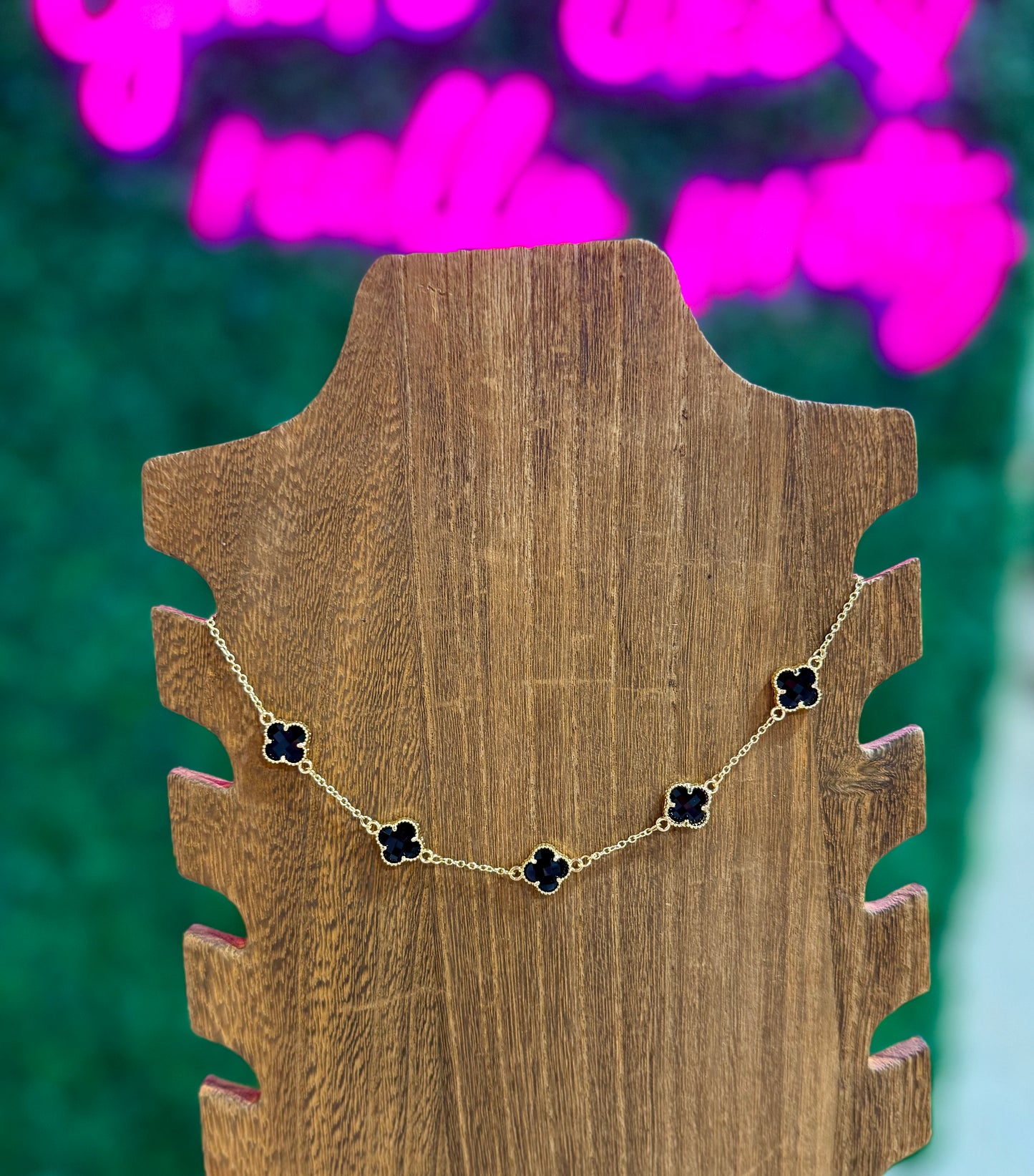 Crystal Clover Necklace (Multiple Colors)