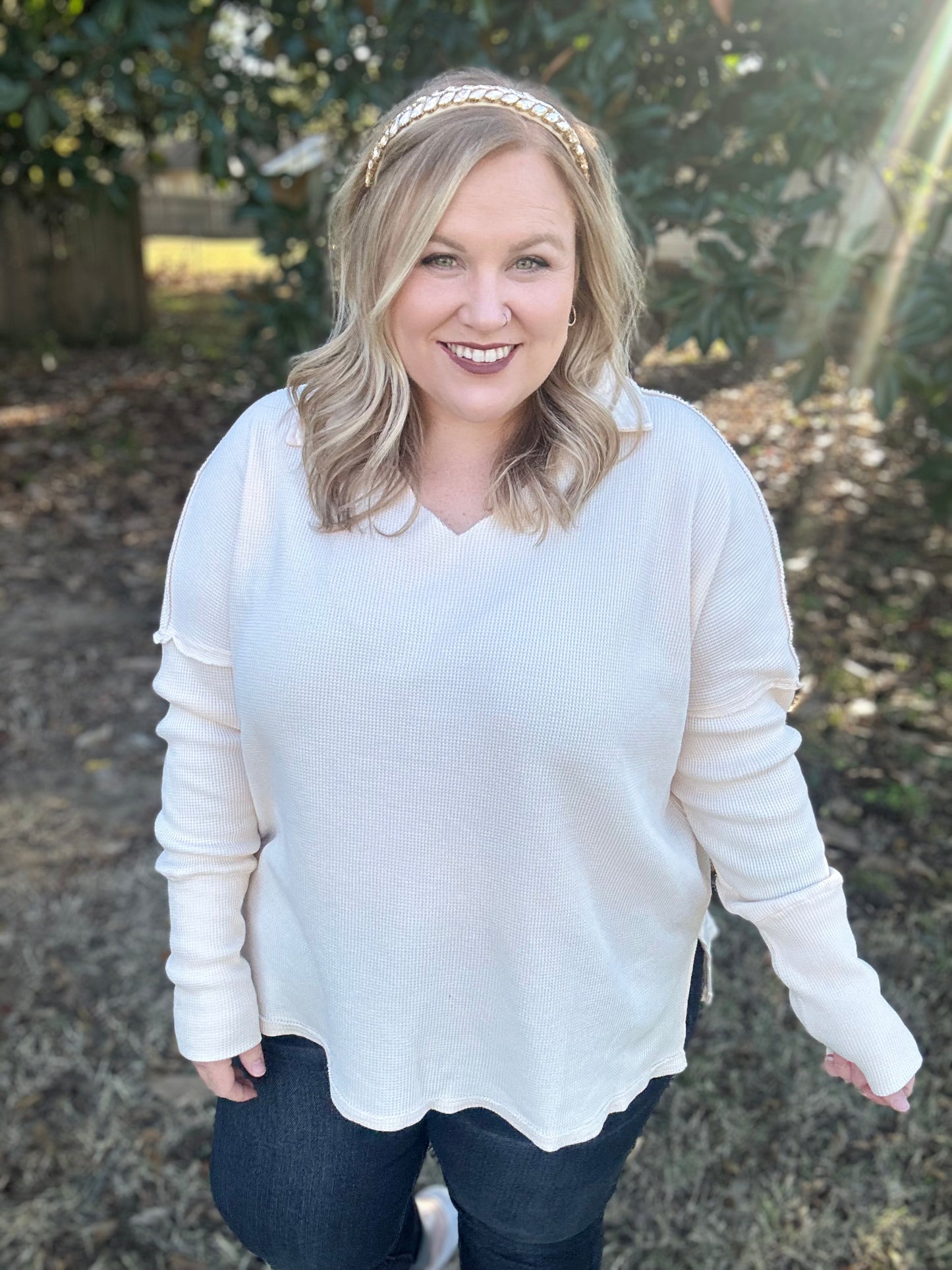 Cora Collared Ivory Knit Top