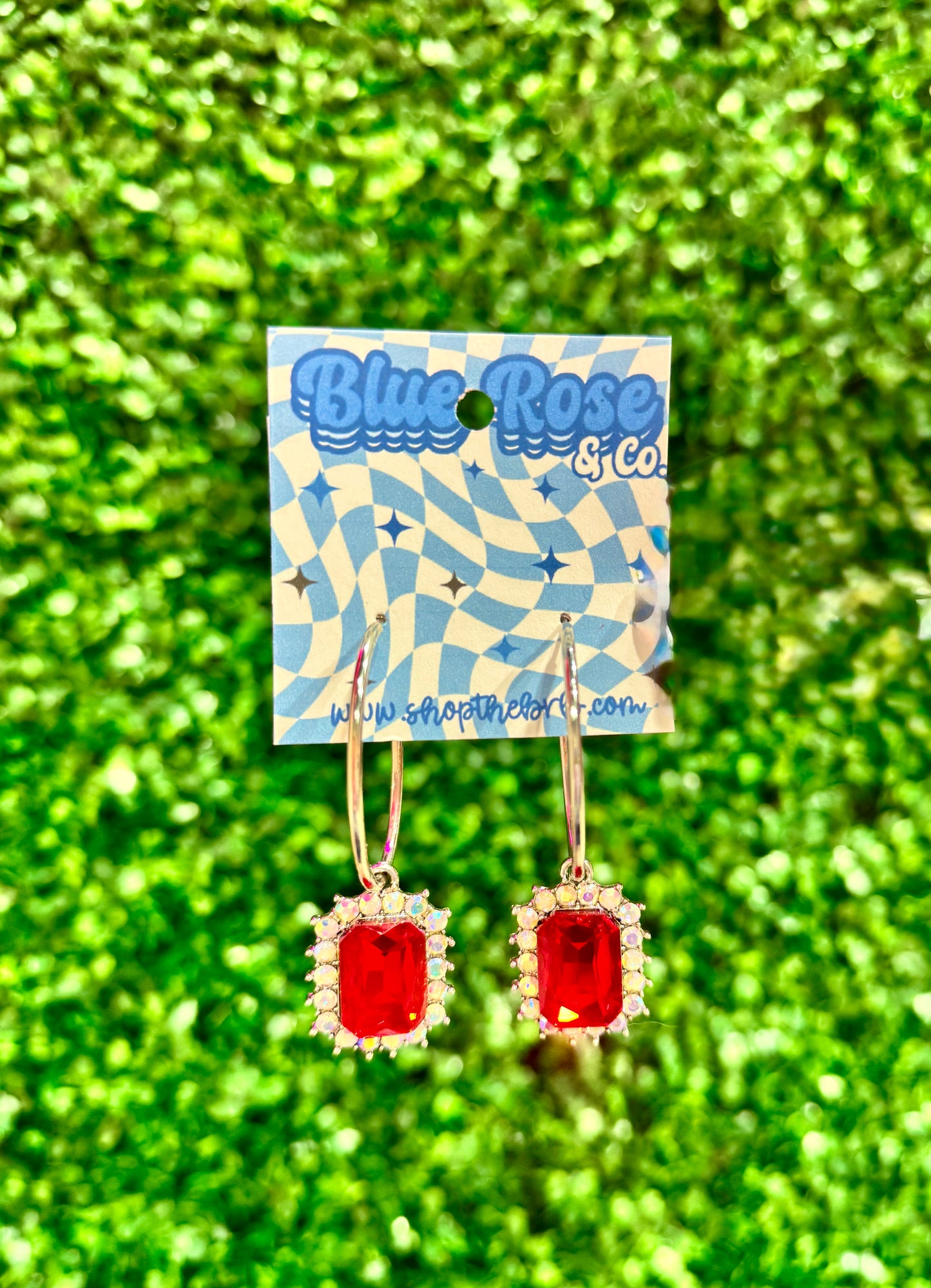 Red Crystal Hoop Earrings