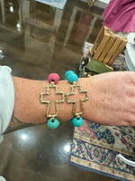 Beaded Cross Bracelet (Multiple Colors)