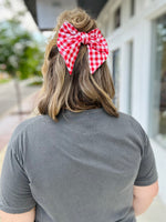 Red Checkered Bow Clip