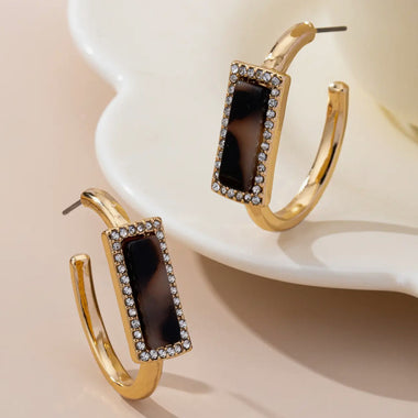 Tortoise & Pavé Gold Hoops