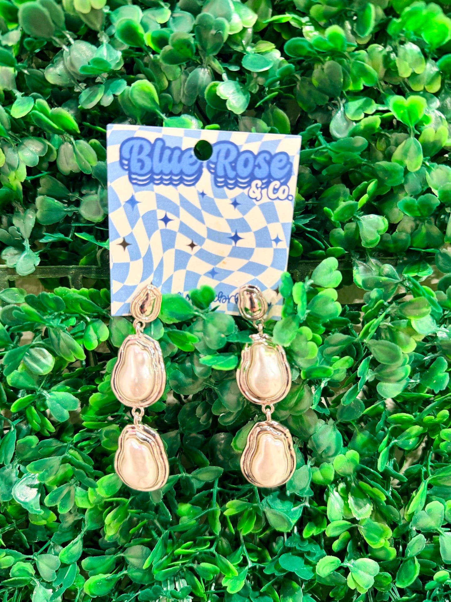 Double Drop Pearl Earrings in Silver
