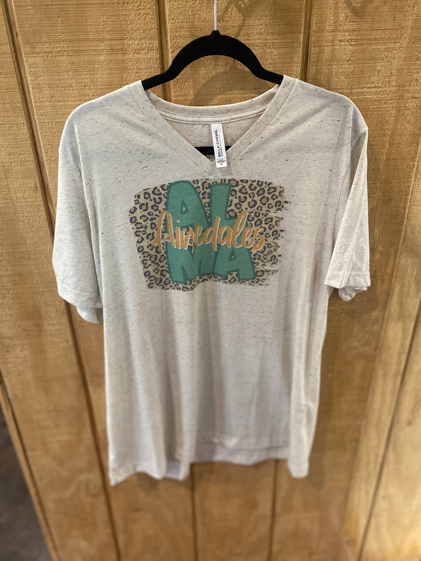 Leopard School Spirit on Oatmeal V Neck