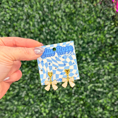 Gold Shimmer Bow Earrings