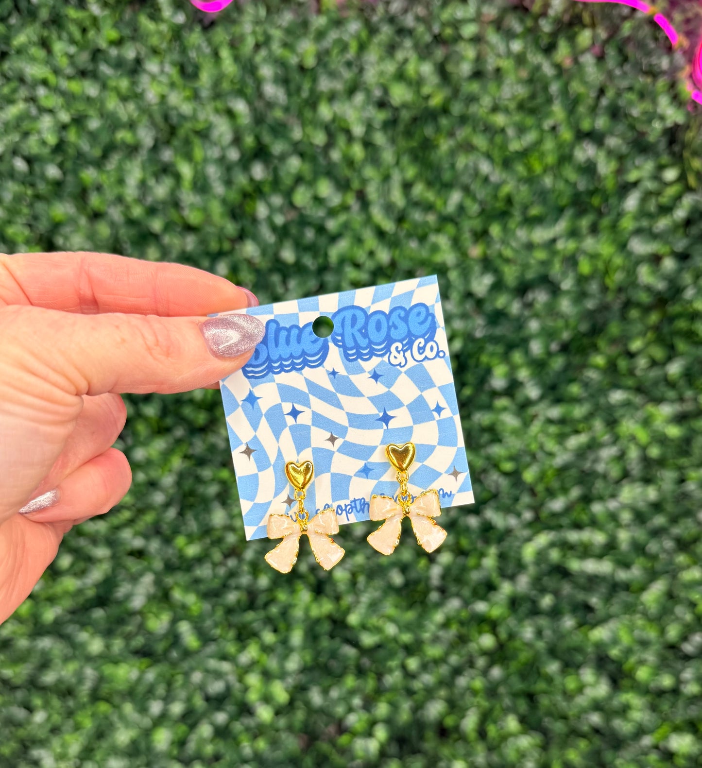 Gold Shimmer Bow Earrings