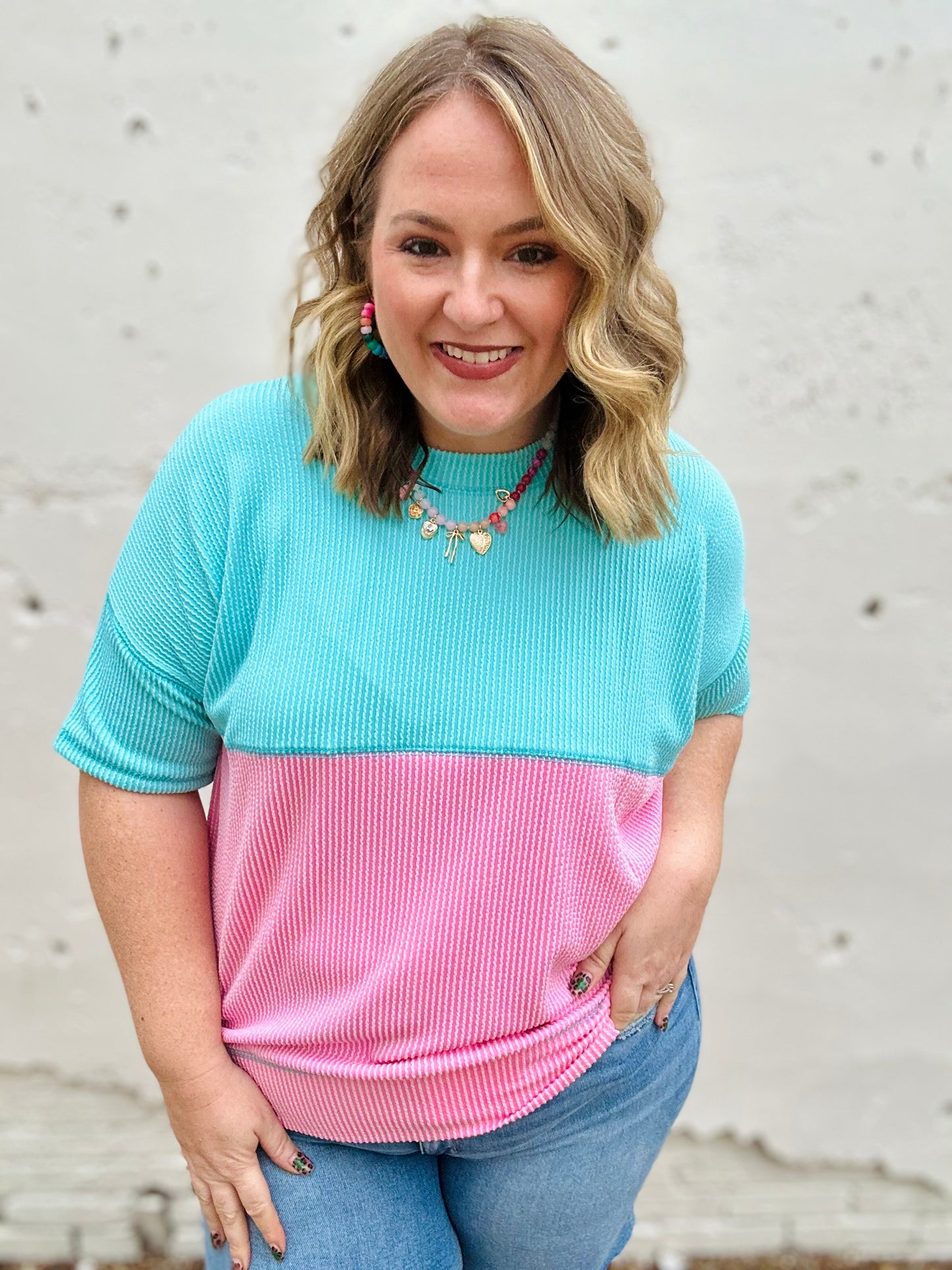 Sally Anne Color Block Ribbed Top