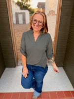 Ribbed Quarter Sleeve Top (Multiple Colors)