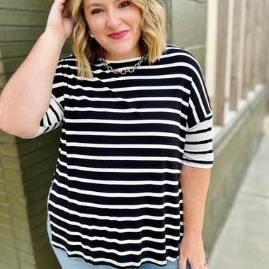 Ellie Split Hem Striped Top