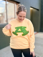 Mascot Faux Glitter Stretch Sleeve Sweatshirt