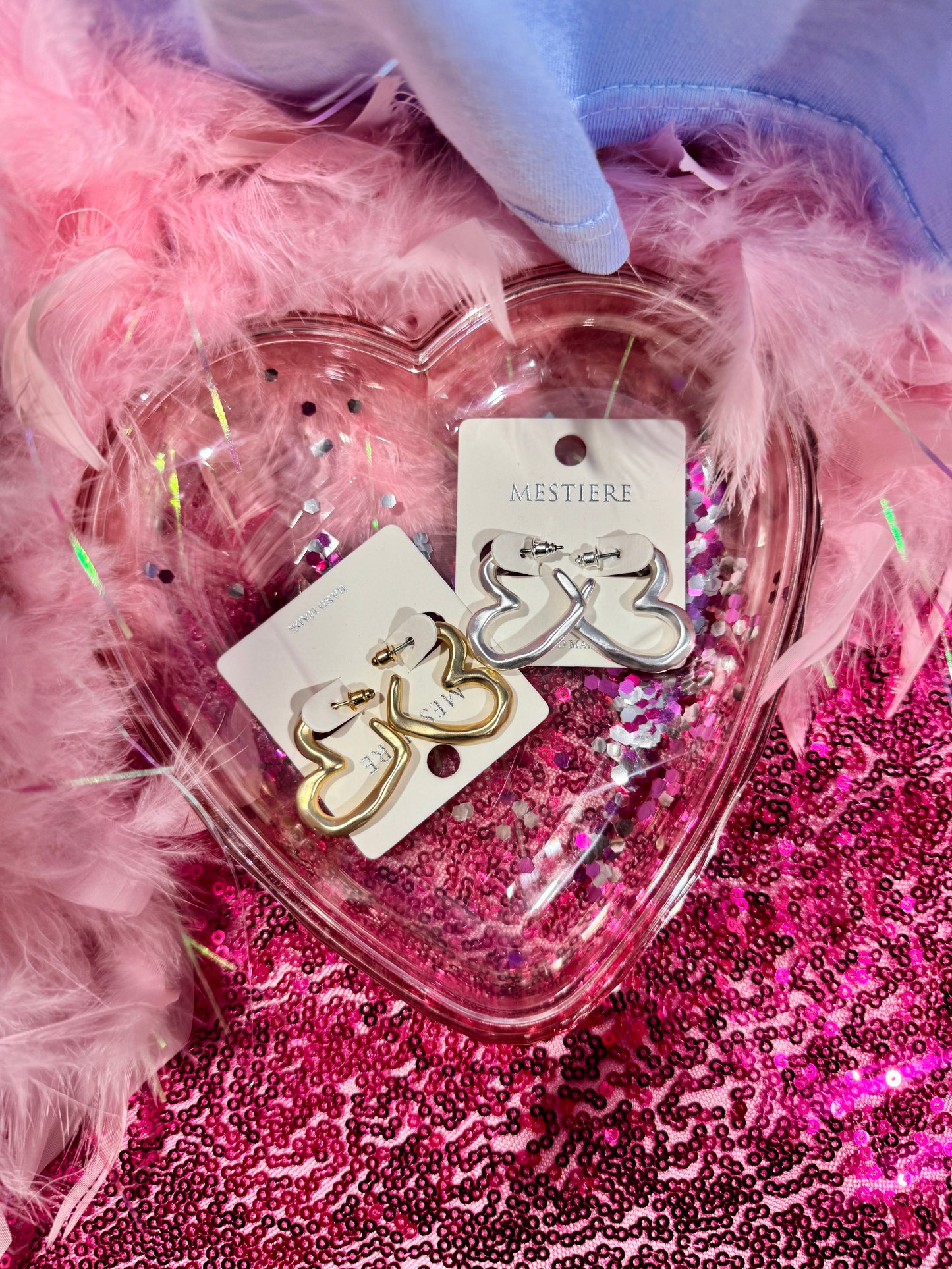 Hammered Heart Hoop Earrings- Gold