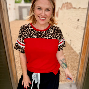 Leopard Accent Top