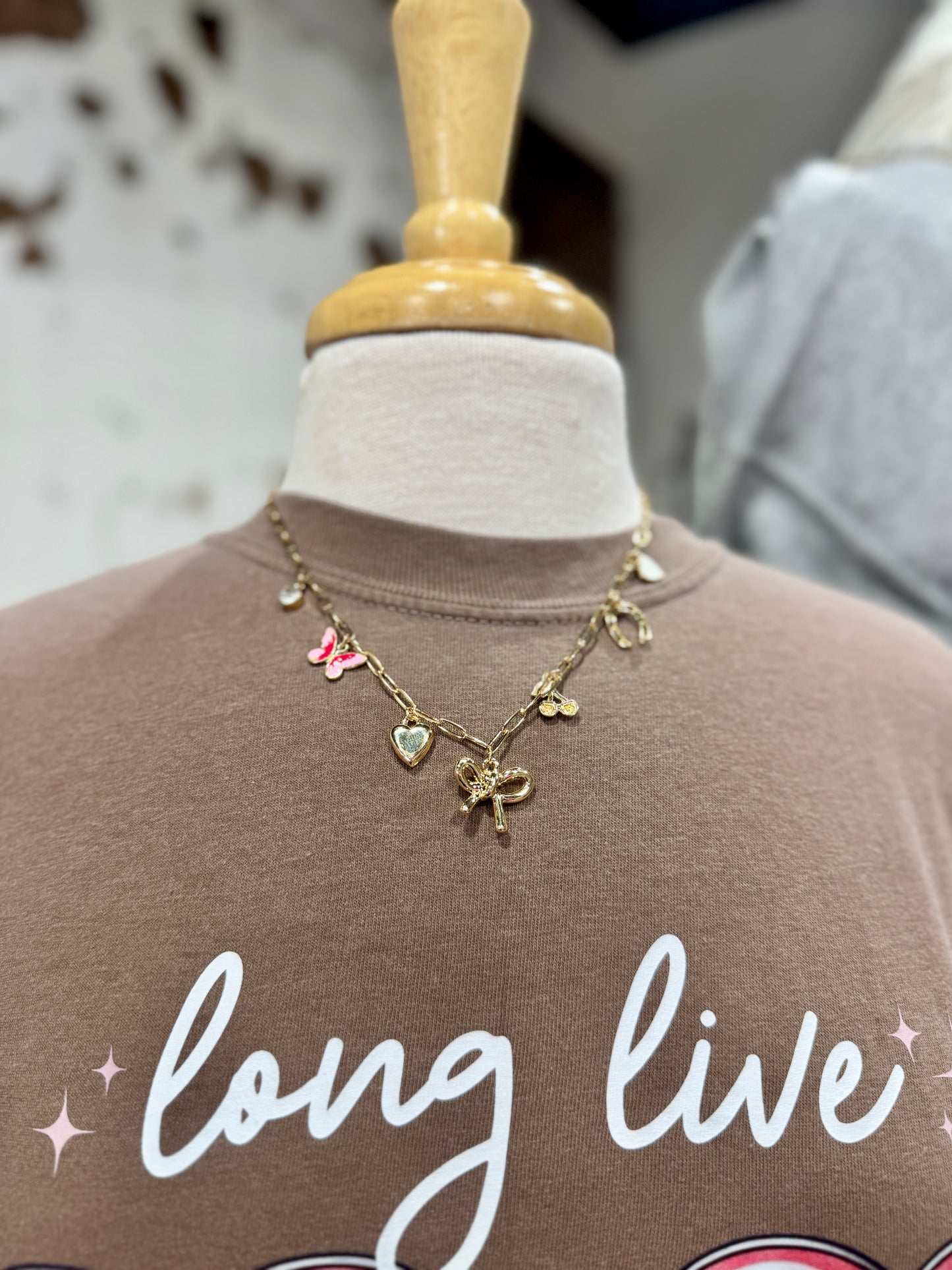 Cherry Chain link Charm Necklace