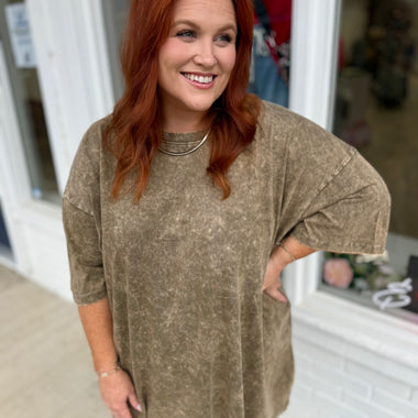 Olive Jessica Acid Wash Shirt