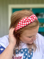 Red Checkered Knotted Headband