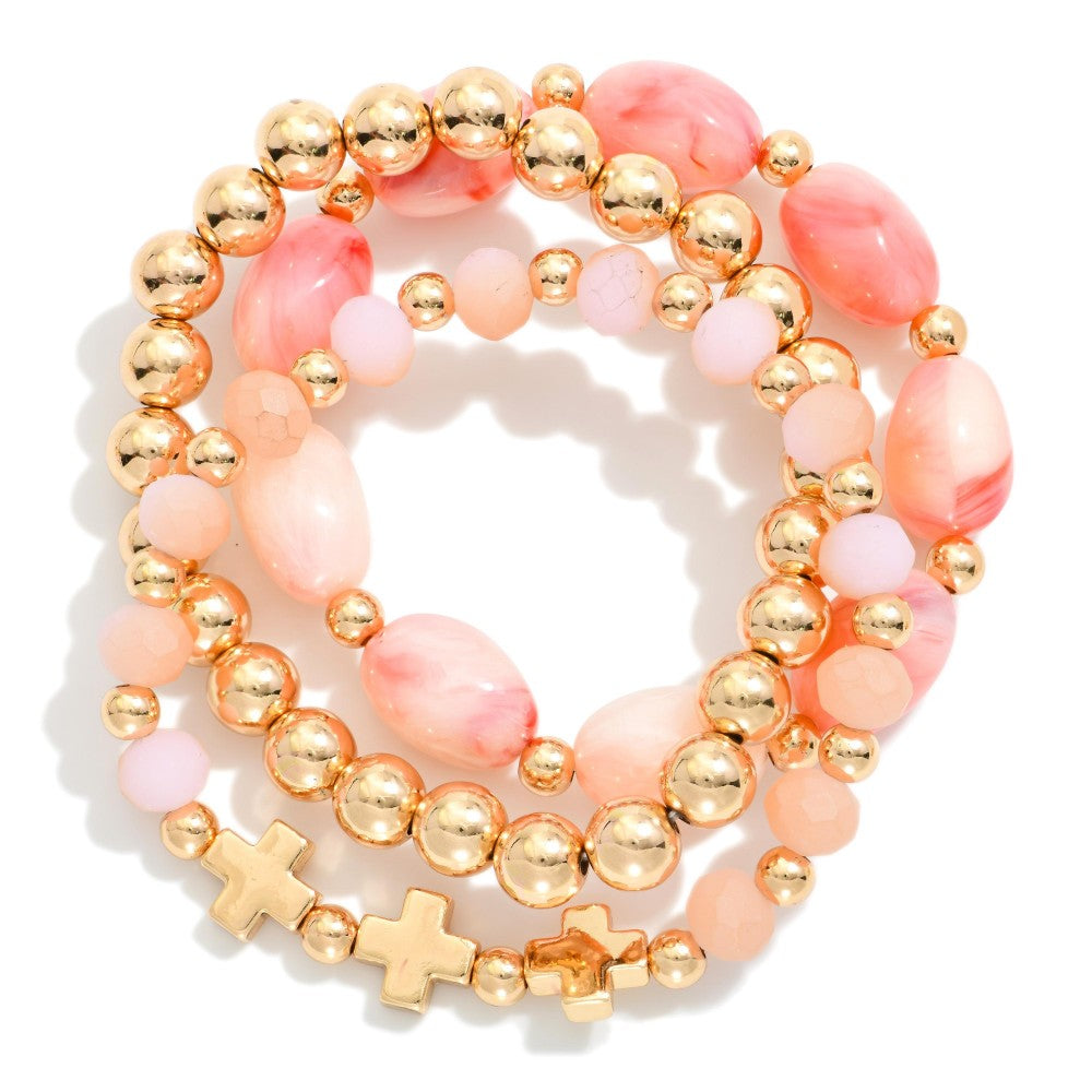 Maria Set of Three Beaded Bracelet (Multiple Colors)