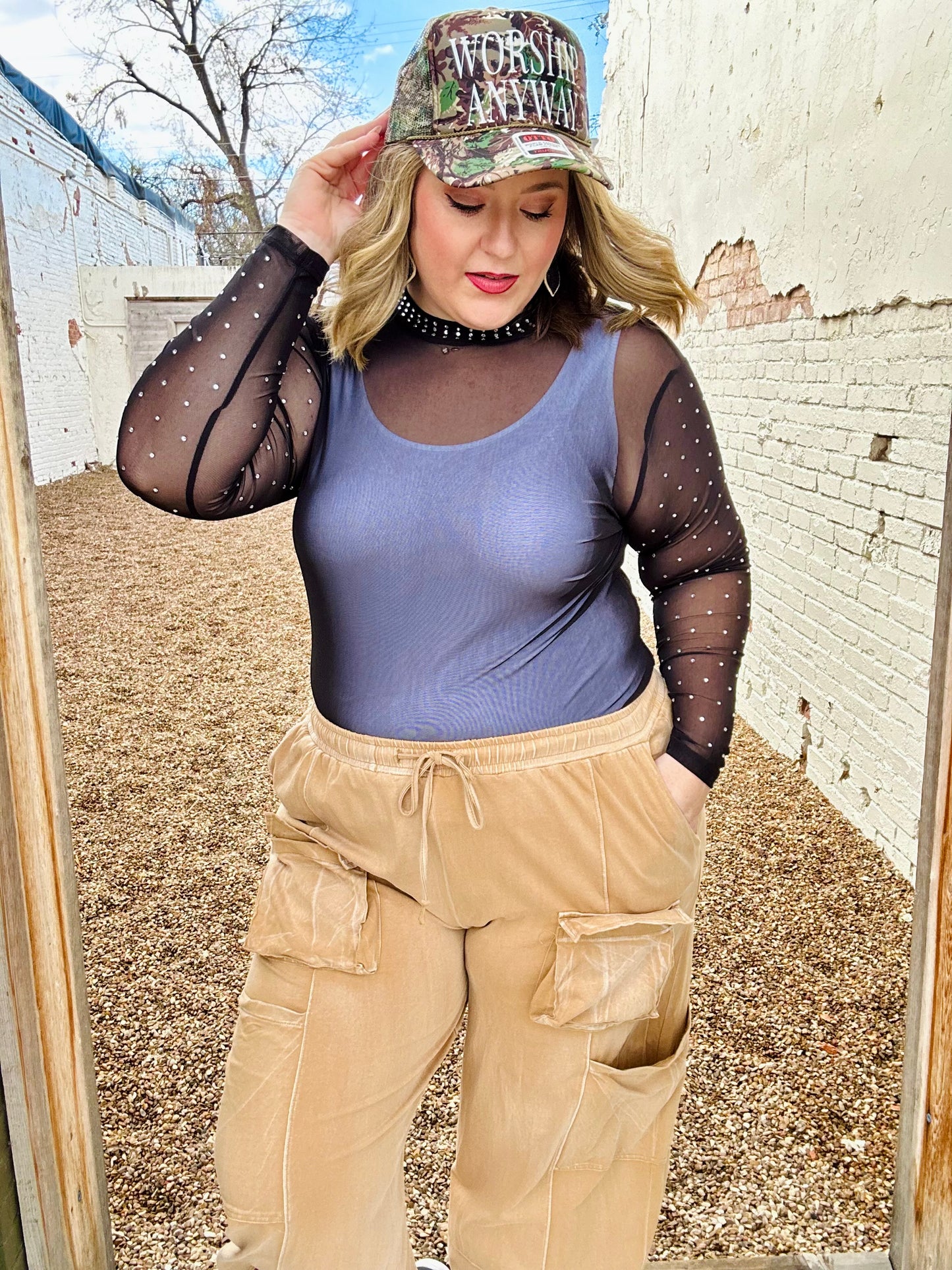 Stars at Night Rhinestone Mesh Top