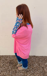 Anna Oversized Spring Tunic Top In Pink